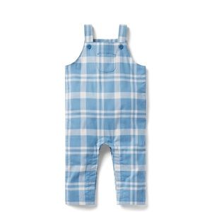 Janie and Jack BABY PLAID TWILL OVERALL Blue Heaven Plaid